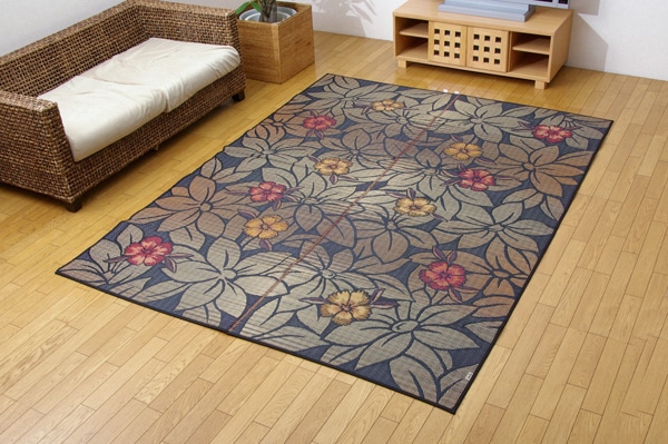 純国産　袋織い草ラグカーペット　「DXなでしこ」　　約191×250㎝　BK　全体