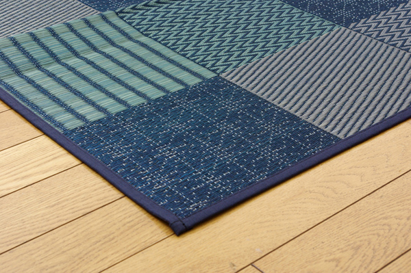 純国産　袋織い草ラグカーペット　「京刺子」　　約191×300㎝　BL　角