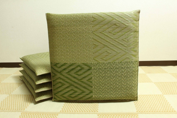 純国産 織込千鳥 い草座布団 「五風 5枚組」 約55×55ｃｍ　GN　全体