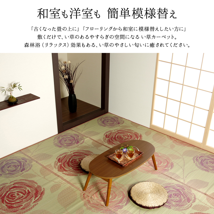 イケヒコ・コーポレーション(IKEHIKO) 純国産 い草花ござカーペット 