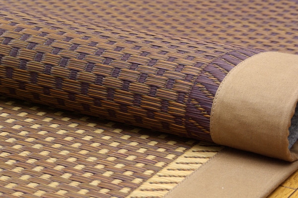 純国産　い草ラグカーペット　「DXモーニング」　　約191×191㎝　BE　アップ