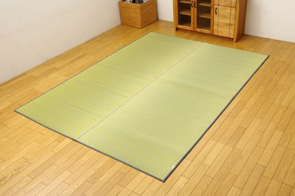 純国産　シンプルい草ラグカーペット 『Fリブロ』 約190×250ｃｍ　YE　全体