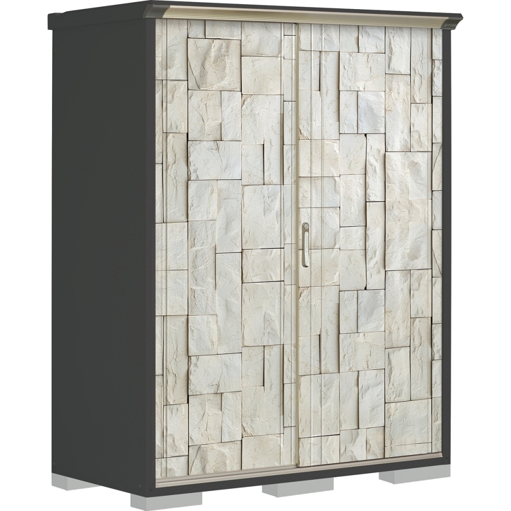 タクボ物置ペインタ　全面棚タイプ　本体色アイボリーブラック　PY-157AFE3　SDストーン