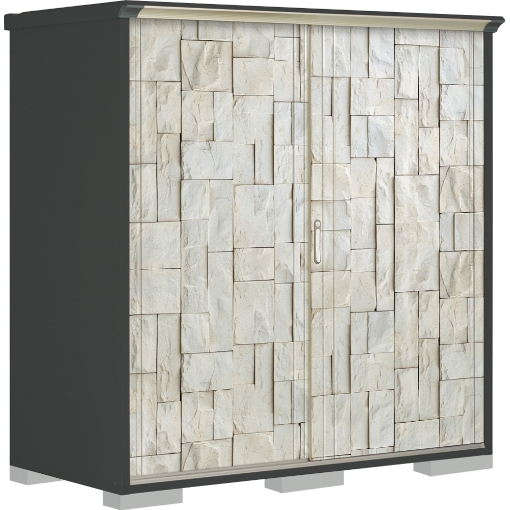 タクボ物置ペインタ　全面棚タイプ　本体色アイボリーブラック　PY-199AFE3　SDストーン