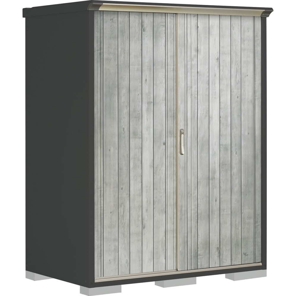 タクボ物置ペインタ　全面棚タイプ　本体色アイボリーブラック　PY-159AFE4　WTグレー