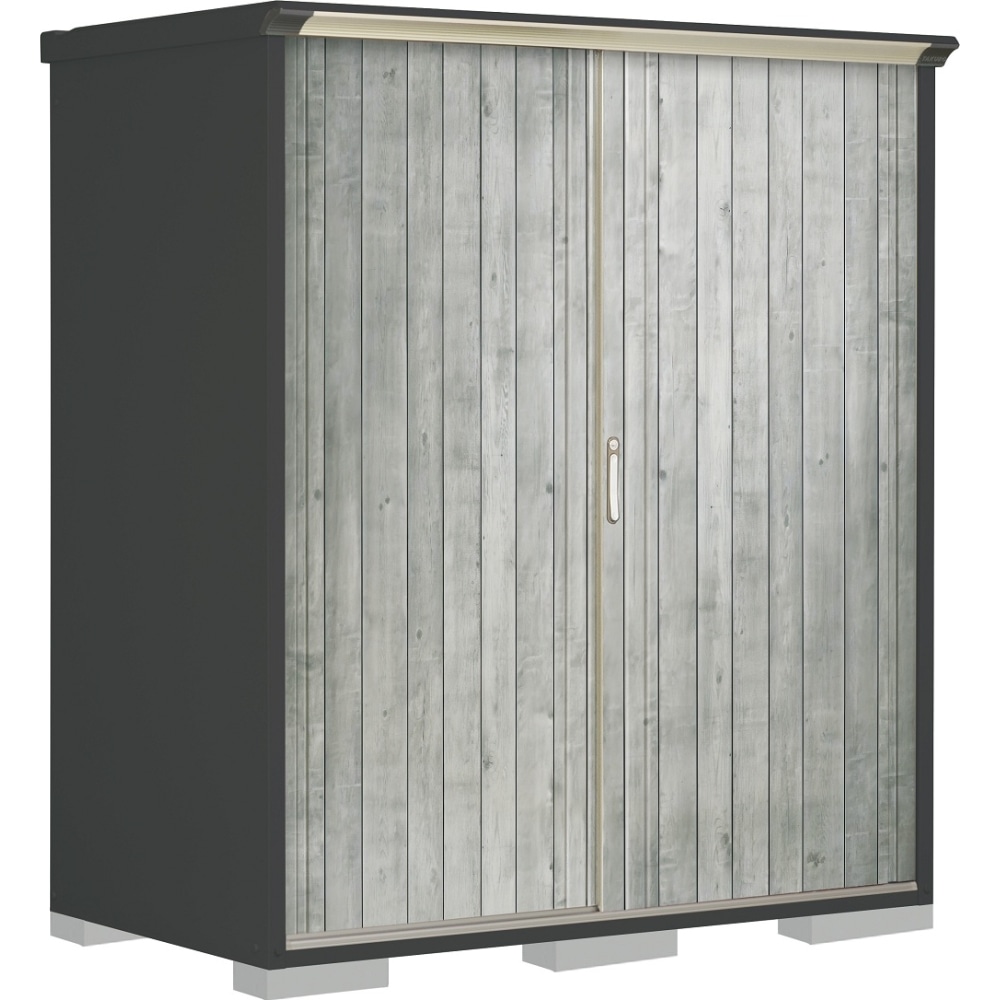 タクボ物置ペインタ　全面棚タイプ　本体色アイボリーブラック　PY-179AFE4　WTグレー