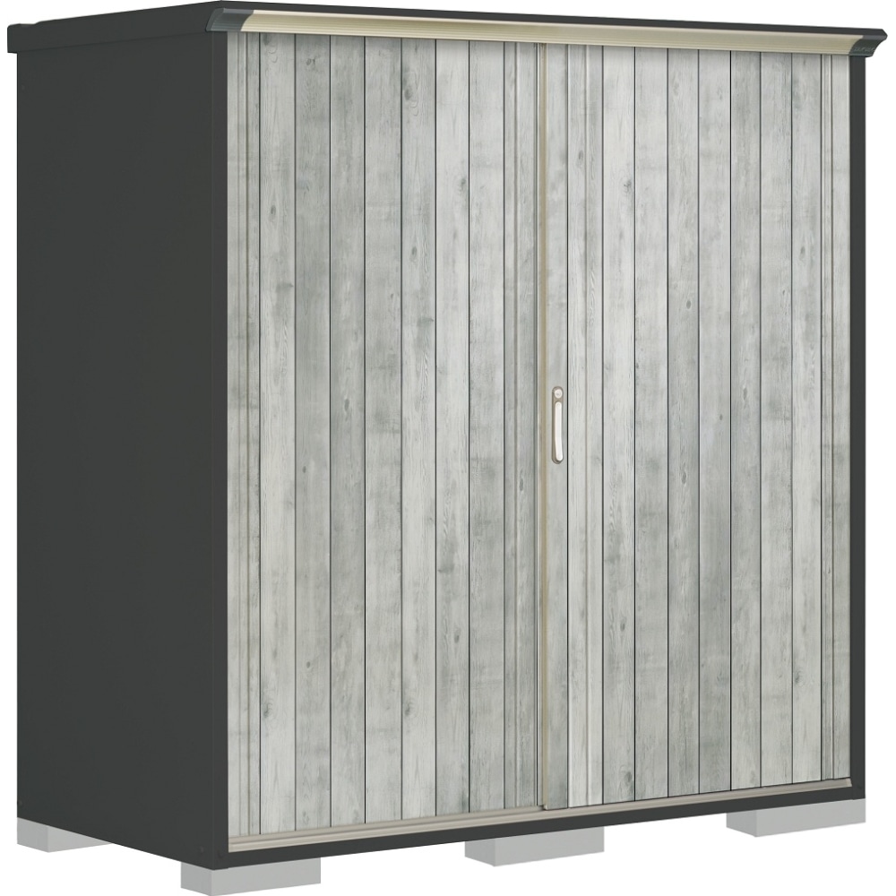 タクボ物置ペインタ　全面棚タイプ　本体色アイボリーブラック　PY-199AFE4　WTグレー