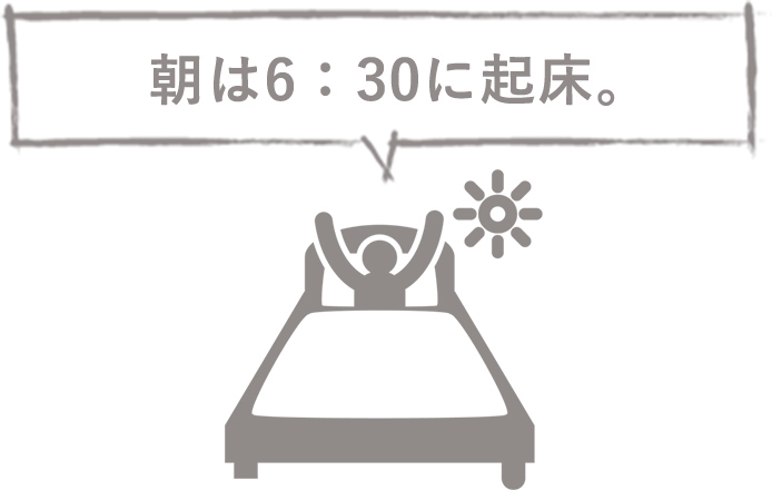 朝は6:30に起床。