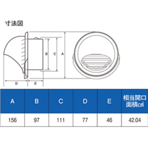 外壁面防汚対策ガラリ１００Φ