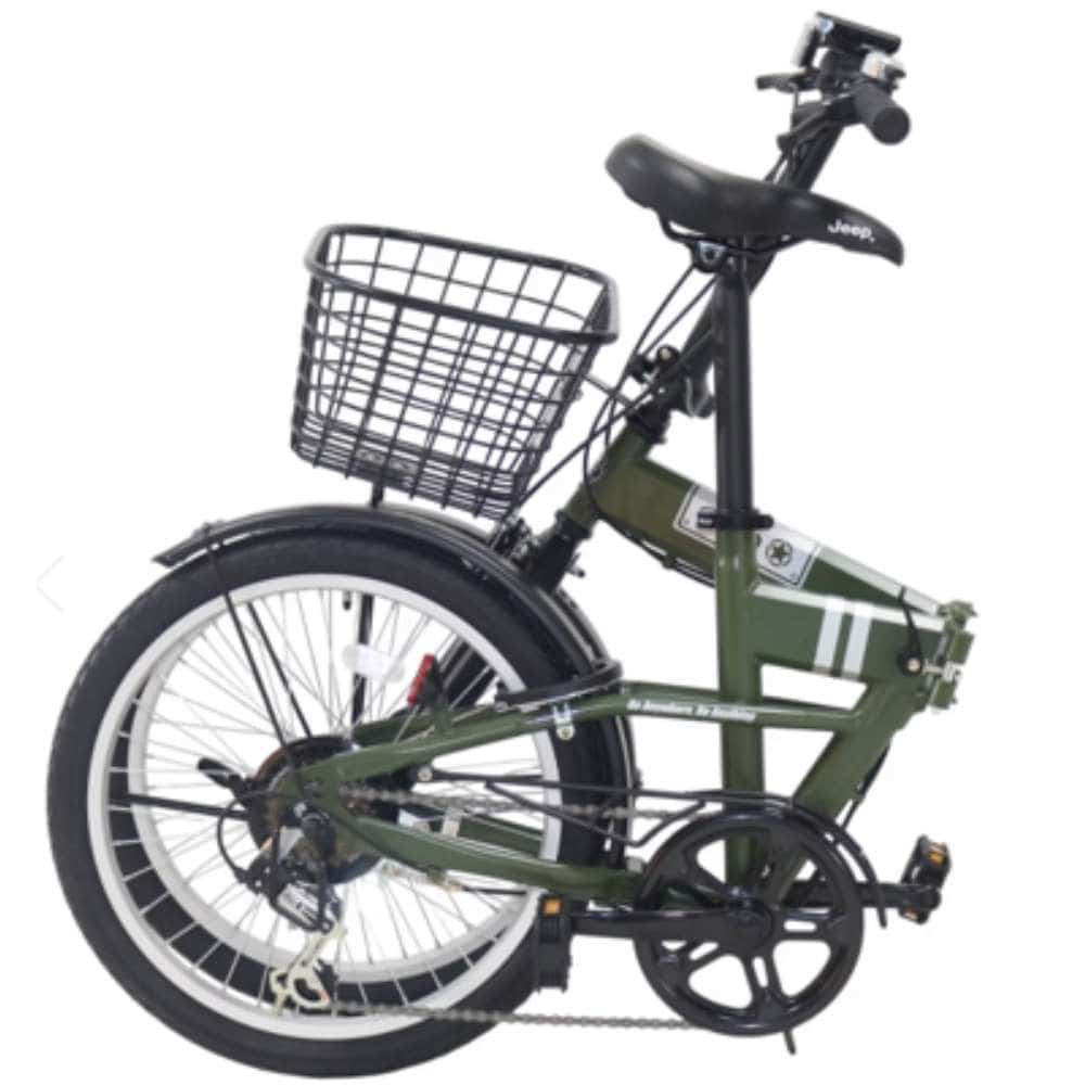 ２０インチ　JE-206GB　折りたたみ車　外装6段　バッテリーライト付　オリーブ オリーブ