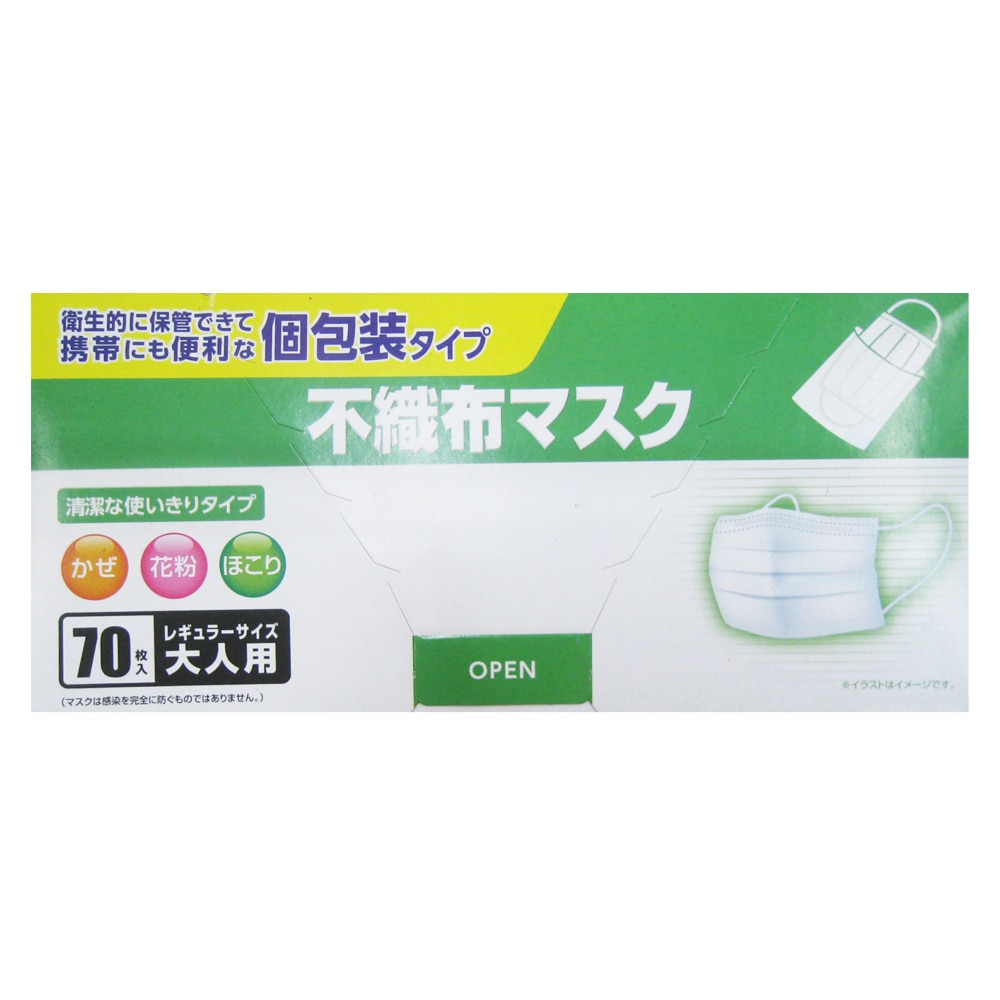 個包装マスク　７０枚入り　ＴＯＡ１９－１０７９ ７０枚入り