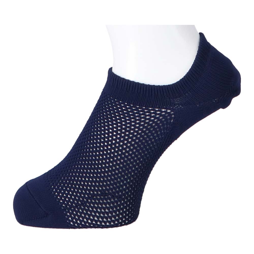 LIFELEX スーパーメッシュカバーソックス　深履き　ネイビー　２５－２７　無地 深履き　ネイビー　無地