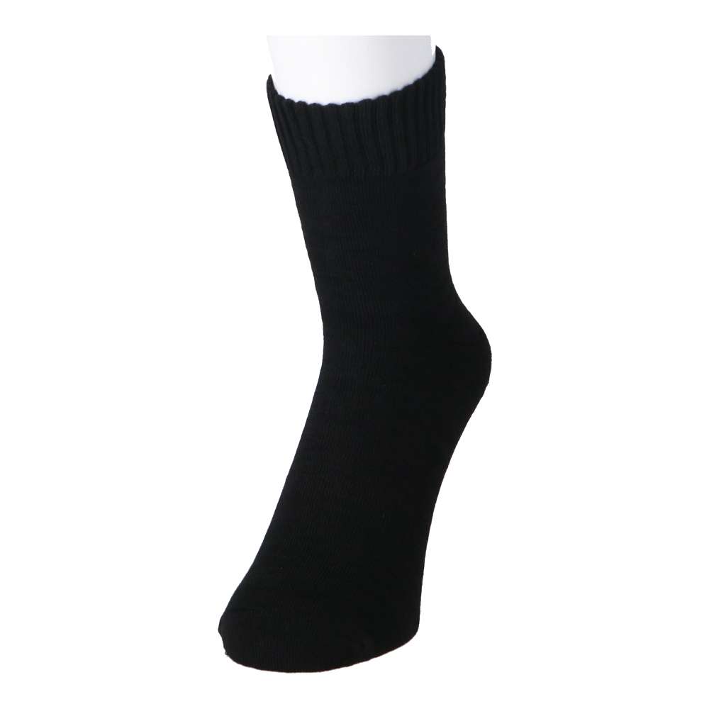 LIFELEX 紳士吸湿発熱ソックス　４Ｐ　黒無地ハーフ　２５－２７ 黒無地ハーフ