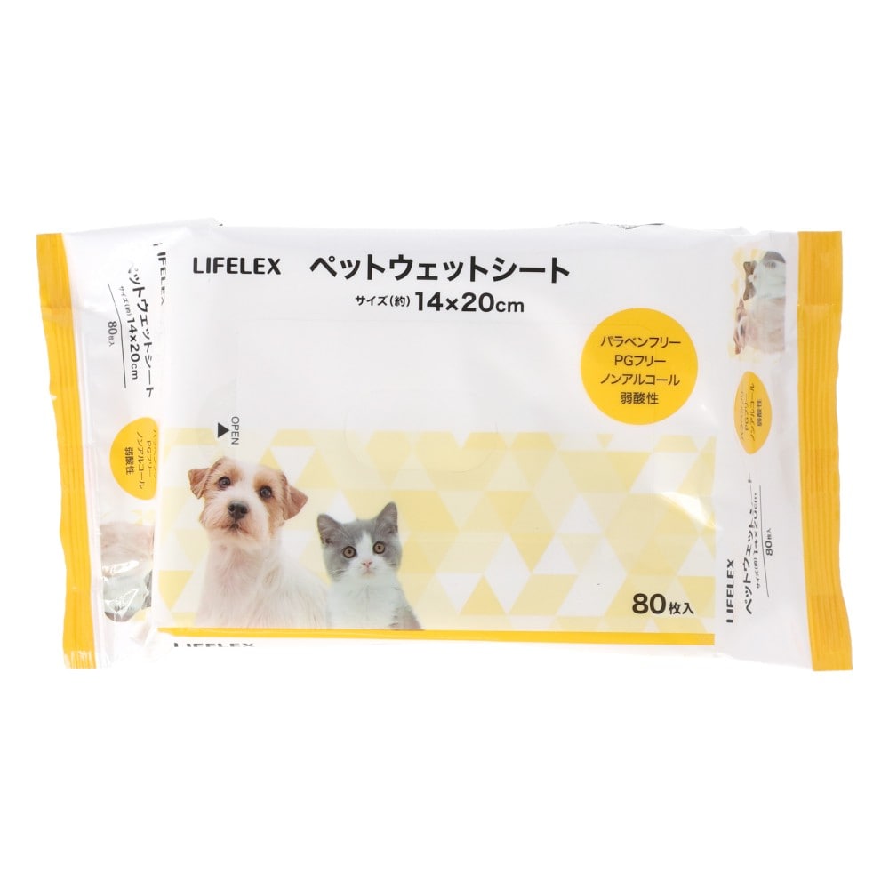 【まとめてお得】LIFELEX　ペットウェットシート　８０枚入６個Ｐ　１４×２０ｃｍ　ホワイト　×４個セット 4個セット【まとめ割】