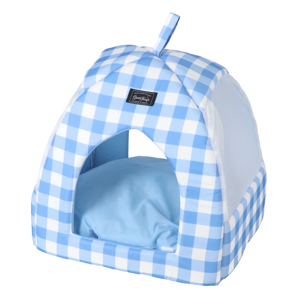 LIFELEX 接触冷感テントベッド ギンガムチェック BL QR12-7511 ブルー 26SS