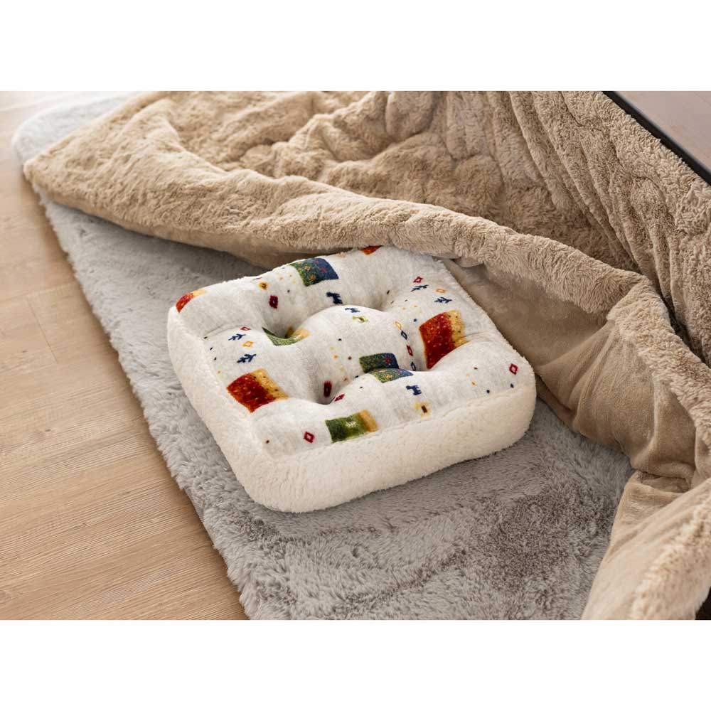 LIFELEX　マチ付きクッション　ギャベ３　３８×３８×１０グレー ギャベ３　グレー