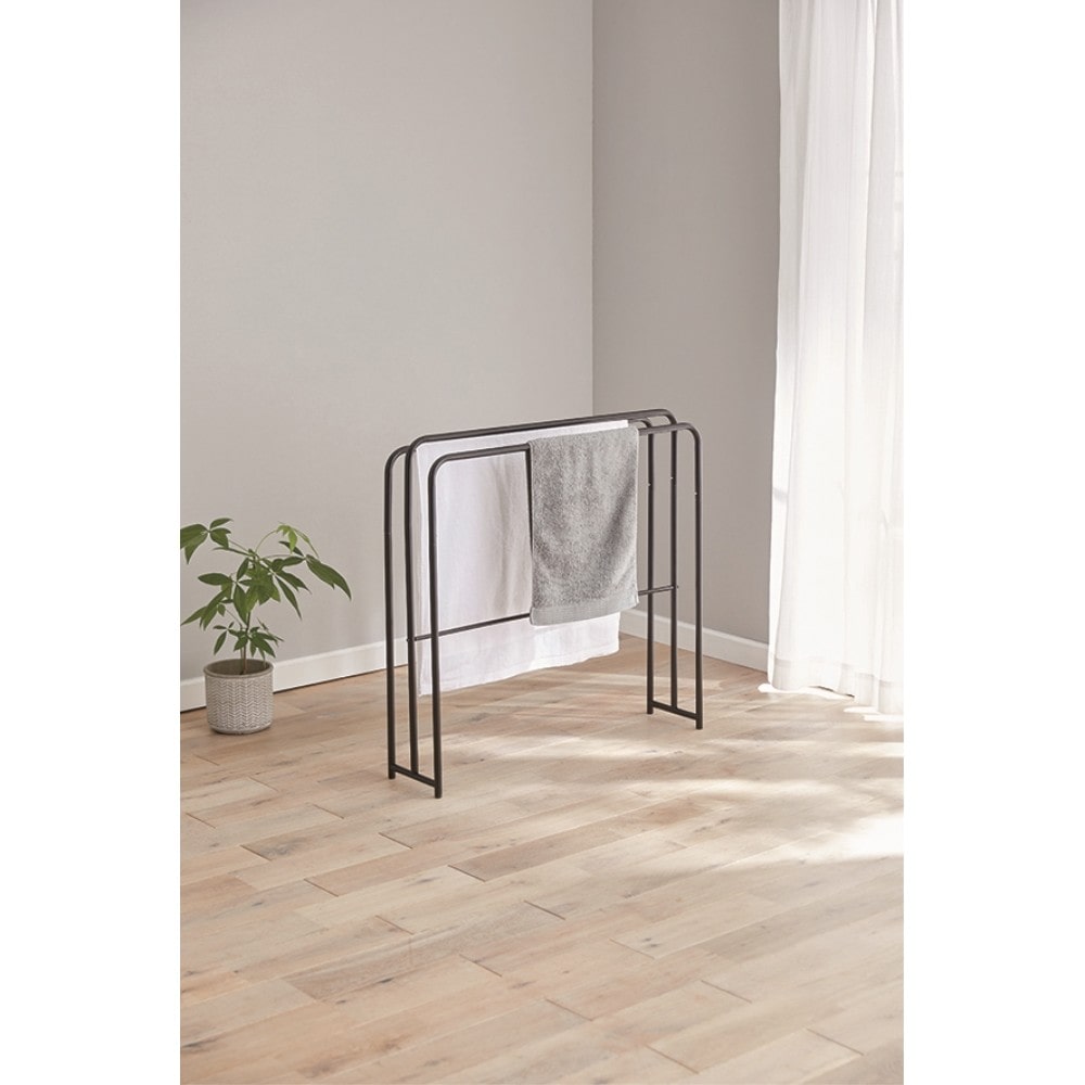 LIFELEX　大判も干せる室内タオル干し　ブラック　ＷＨ２１－８８８８ ブラック