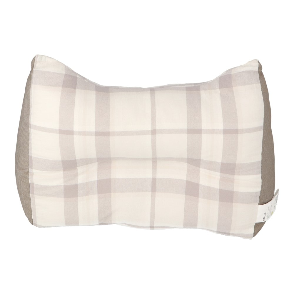 LIFELEX　ウォッシュコットンソファクッション　チェック　ベージュ ベージュ