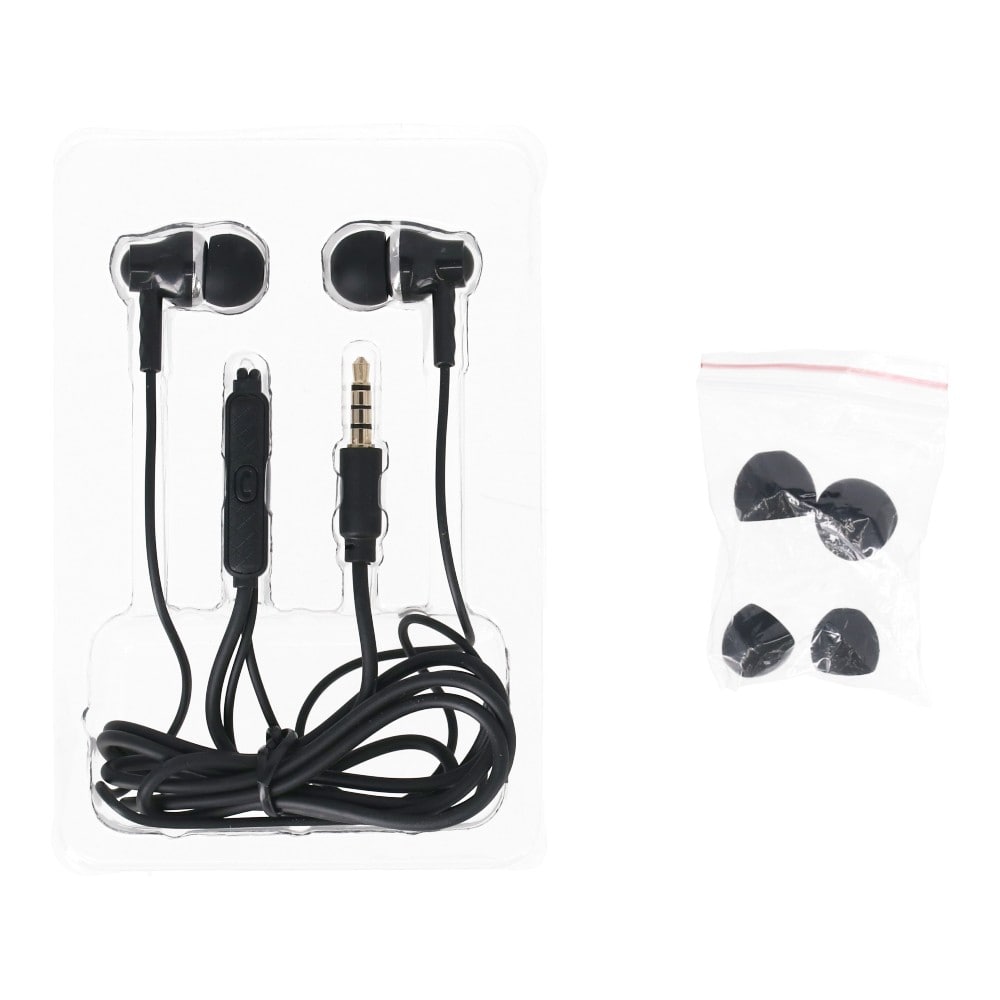 PortTech　マイク付３．５ｍｍプラグステレオイヤホン　ブラック　ＦＬ－９５Ｍ（Ｂ） ブラック