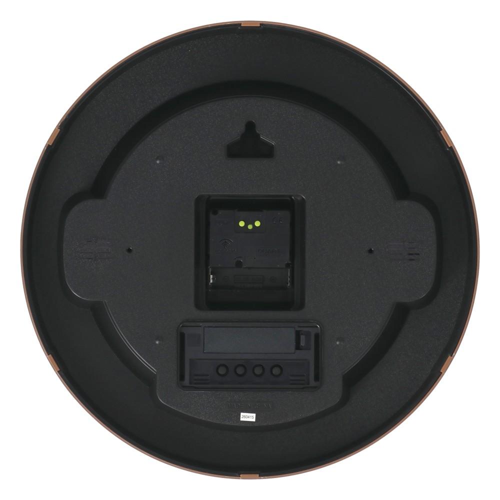 LIFELEX 電波掛時計連続秒針日付表示Φ30cm 木目 KO14-9830 木目