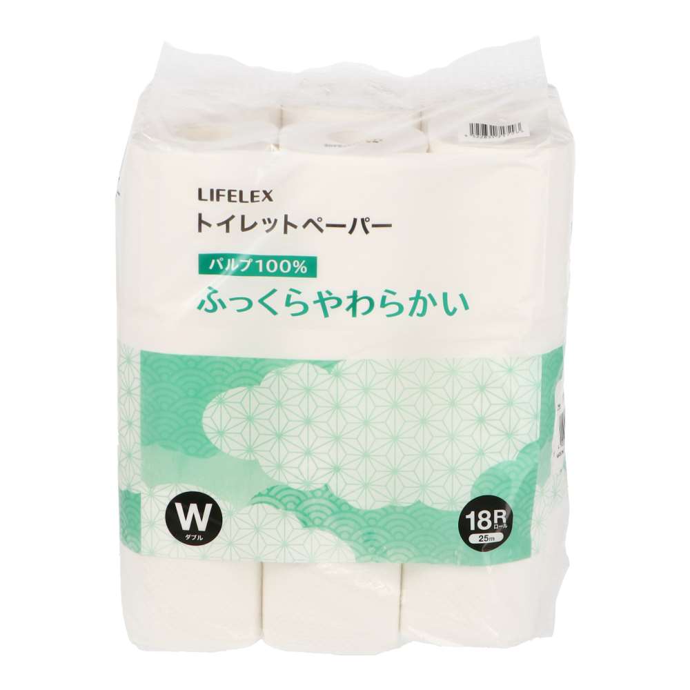 LIFELEX　トイレットペーパー　１８Ｒ　パルプ　ダブル２５ｍ ダブル25ｍ