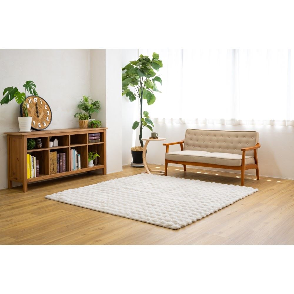LIFELEX　もこもこラビットファータッチラグ　２００×２４０ｃｍ　グレージュ 200×240cm