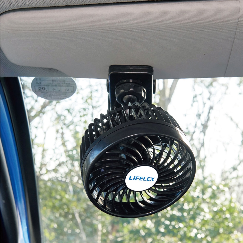 クリップ式カーファン（車用扇風機）KYK-4913 12Vクリップ式