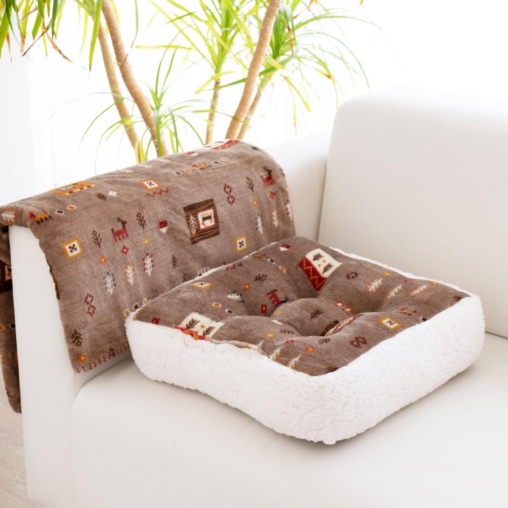 LIFELEX マチ付クッション ギャベ38×38×10 BR ギャベ