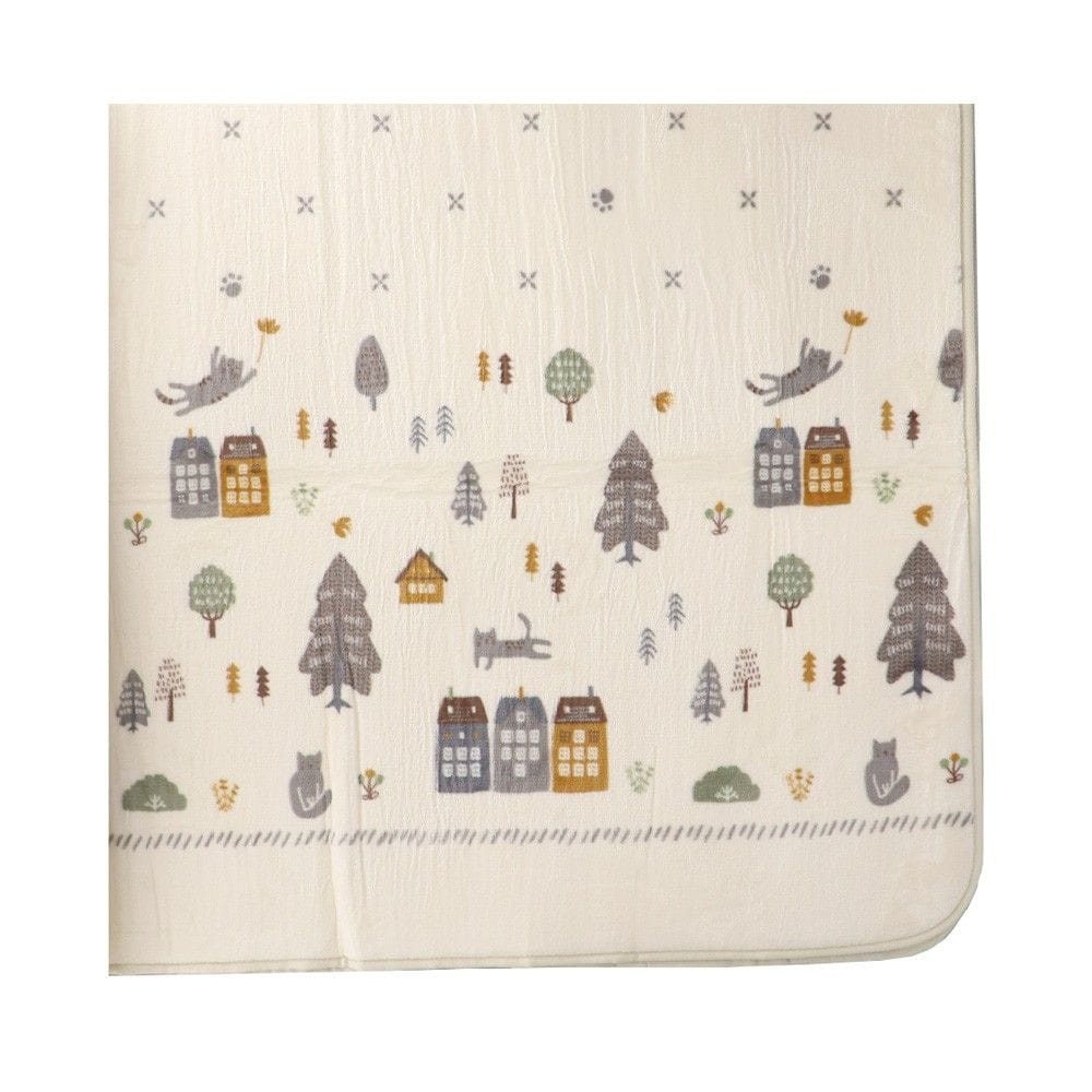 【アウトレット】LIFELEX　吸湿発熱ふっくらラグ　ネコ　８０×１８５ＩＶＯ ネコ　80×１85