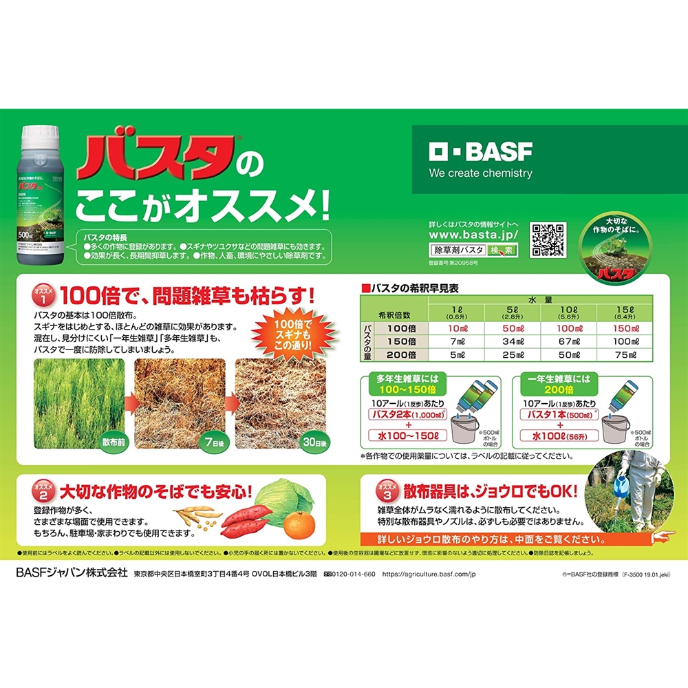 ＢＡＳＦ バスタ液剤 ５００ｍｌ(500ml): 園芸・農業資材 | ホームセンターコーナンの通販サイト