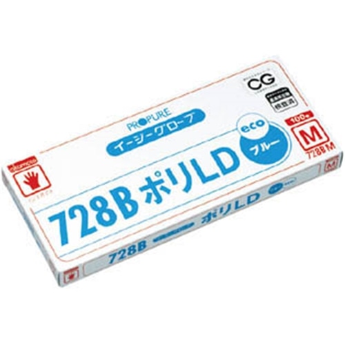 ■オカモト　イージーグローブ７２８ＢポリＬＤ外エンボスブルー　ＳＳ　１００枚入728BSS 728BSS