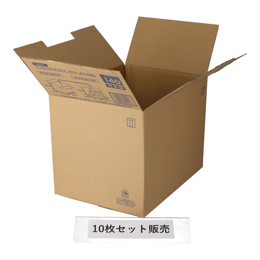 ダンボール　ふわっピタロック　ＫＮＦ－８　段ボール　宅配サイズ：１４０　サイズ（約）：外寸　幅３７７×奥行５０６×高さ３８６ｍｍ　内寸　幅３６９×奥行４９８×高さ３７０ｍｍ　１枚　×１０枚セット 140サイズ×10枚セット