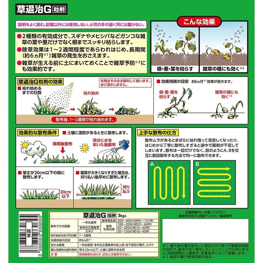 住友化学園芸　草退治Ｇ粒剤　３ｋｇ　３００～４００平方ｍ用　（約９１～１２１坪）家庭用　×６個セット 6個セット