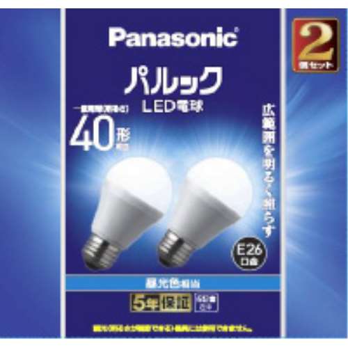 パナソニック　パルック４０Ｗ昼光色２Ｐ　Ｅ２６　ＬＤＡ４Ｄ－Ｇ／Ｋ４　／２Ｔ 昼光色　2P
