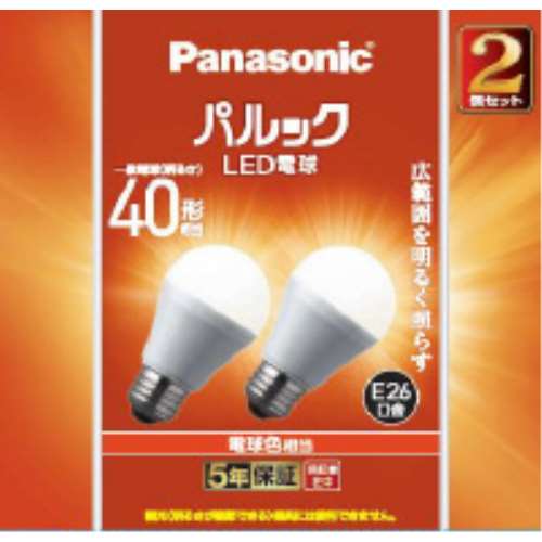 パナソニック　パルック４０Ｗ電球色２Ｐ　Ｅ２６　ＬＤＡ４Ｌ－Ｇ／Ｋ４　／２Ｔ 電球色　2P