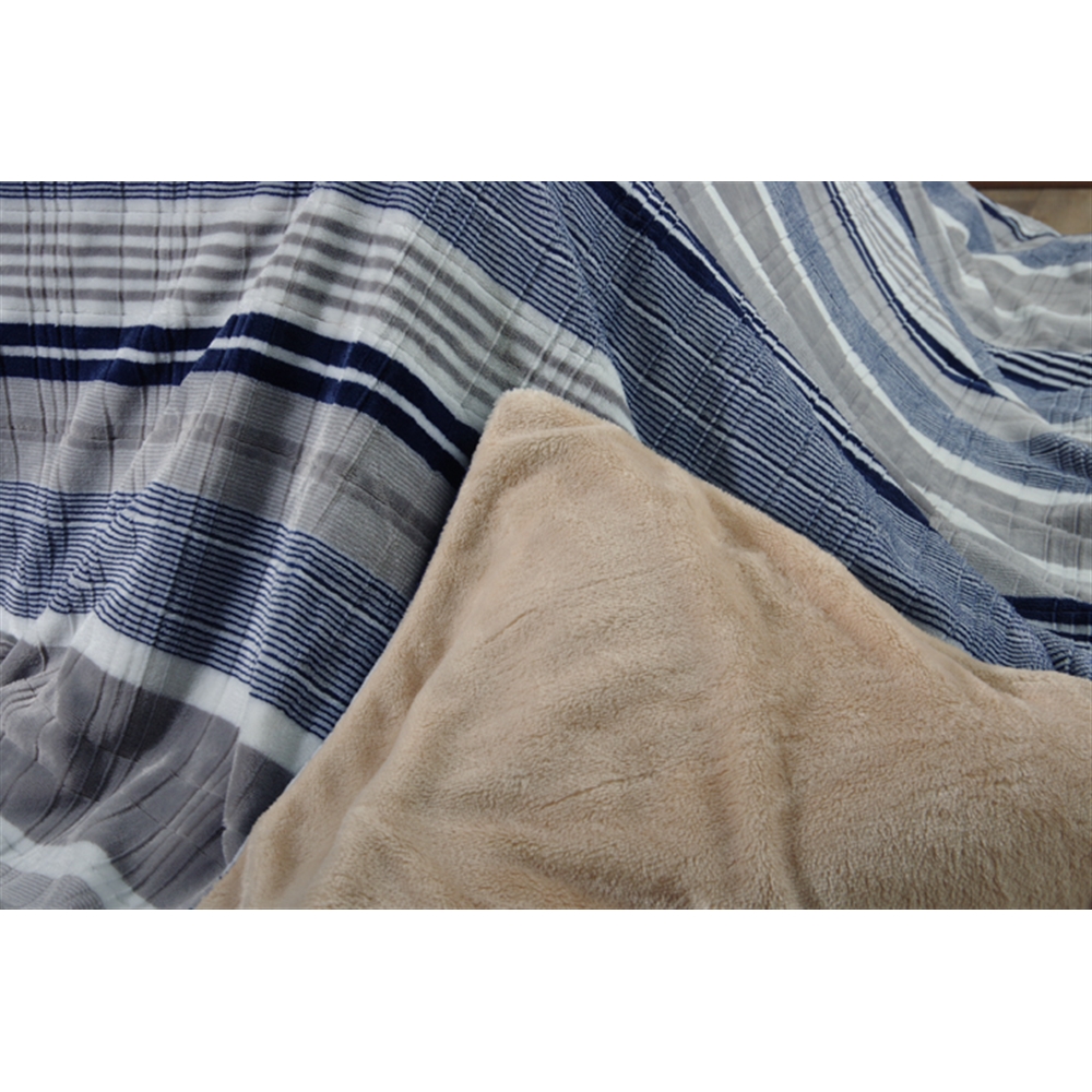 イケヒコ・コーポレーション(IKEHIKO)　こたつ布団 カバー 洗える 正方形 洗える カバー カジュアル  ストライプ柄 ブルー 約195×195cm　「ニードル カバー」