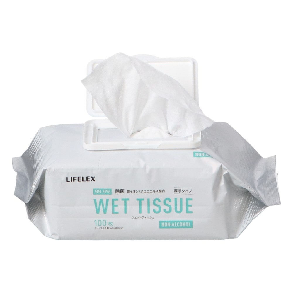 LIFELEX　除菌ウェット　ノンアルコール蓋付き　１００枚入 ノンアルコール蓋付き　１００枚入