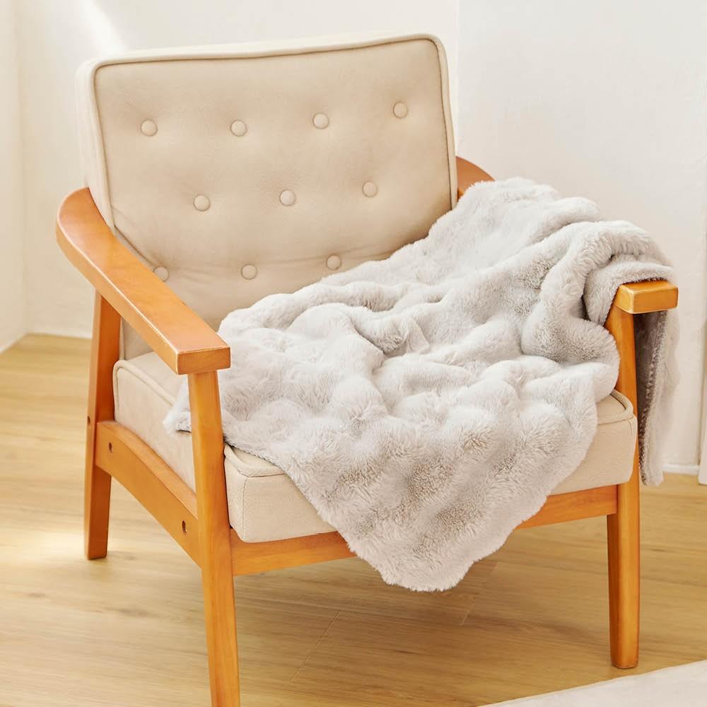LIFELEX　ほぼラビ２枚合わせひざかけ　７０×１００　グレージュ