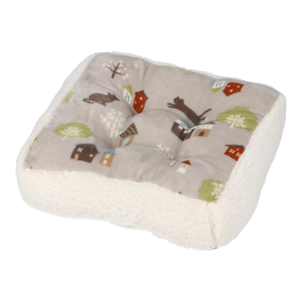 LIFELEX　マチ付クッション　ネコ　４０×４０×１０　グレージュ ネコ