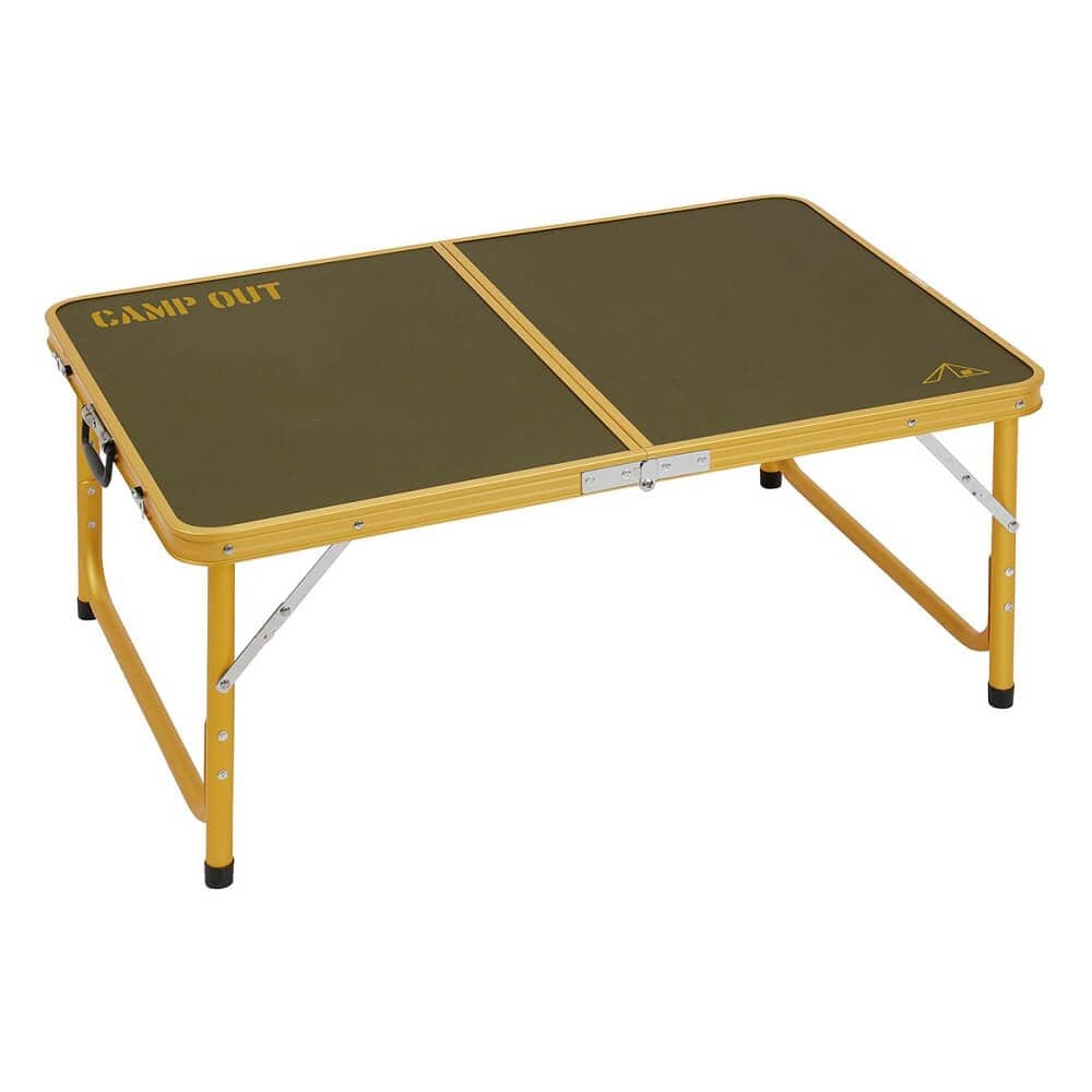 キャンプアウト　アルミフォーウェイテーブル　90×60cm（オリーブ×オールドイエロー）ＵＣ－０５５３