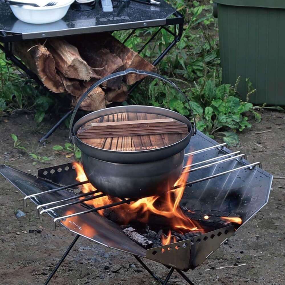 木蓋付きキャンプ焚火鍋 18cm UH-4124 18cm