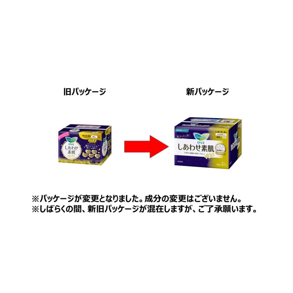 花王　ロリエ　しあわせ素肌　ふんわりタイプ　特に多い夜用　羽つき　４００　［７コ入］