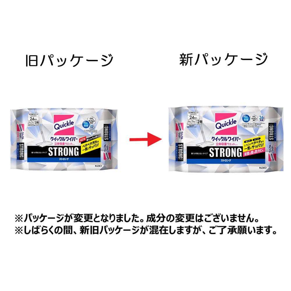 花王　クイックルワイパー　立体吸着ウエットシート　ストロング　２４枚 香りが残らない24枚