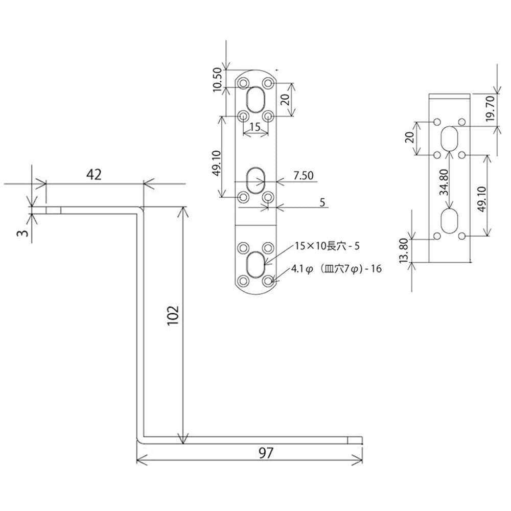 補助金具ステイ　ＢＳ－５１８　ＮＯ１８　黒 黒