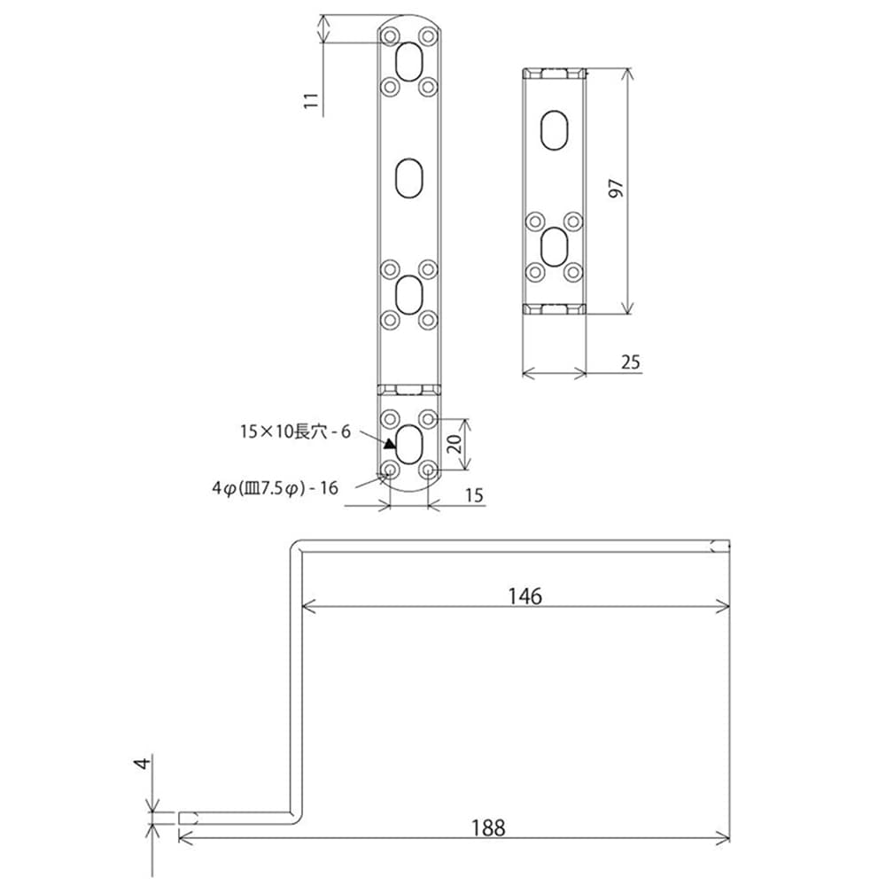 補助金具ステイ　ＢＳ－５１９　ＮＯ１９　黒 黒