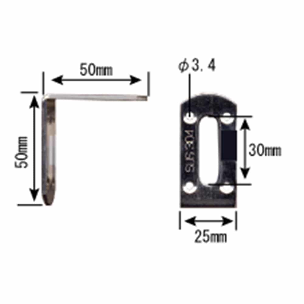 補助金具　ステンレス　ＢＳ－７２１　ＮＯ１００　５０Ｘ５０ＭＭ