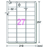3M エーワン （TM）  ラベルシール（プリンタ兼用）キレイにはがせる 27面 （10枚） 31289