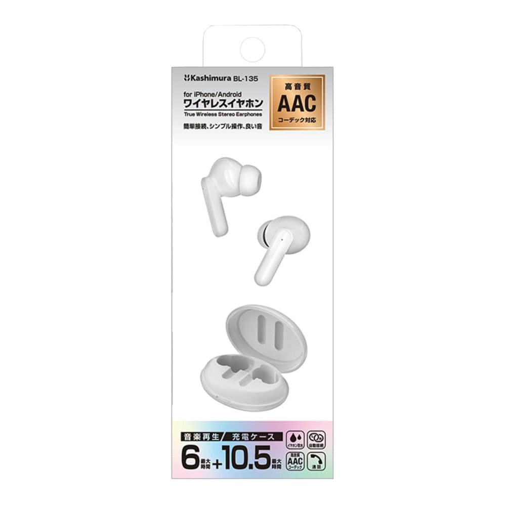 カシムラ　ワイヤレスイヤホン　防水　ＢＬ－１３５　ＷＨ ＢＬ－１３５　ＷＨ
