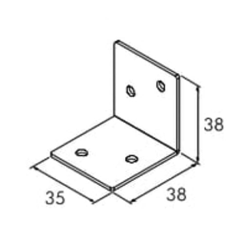 大里 亜鉛黒アングル×２幅３５×３８×３８　ＩＤ－０１０ 35×38×38