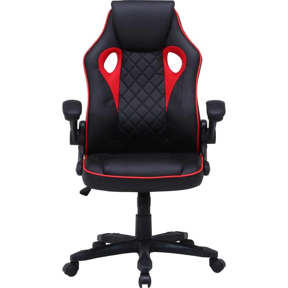 不二貿易 ゲーミングチェア シグナル レッド 回転式 リクライニング アームアップ 幅65.5cm 15506 Eスポーツ 組立式 レッド